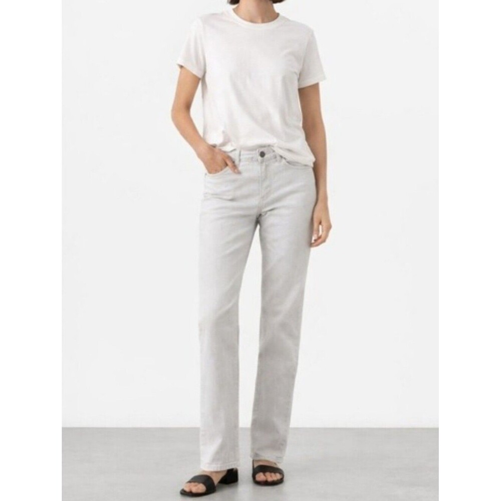 Eileen Fisher Light Gray Straight-Leg Jeans Size 14